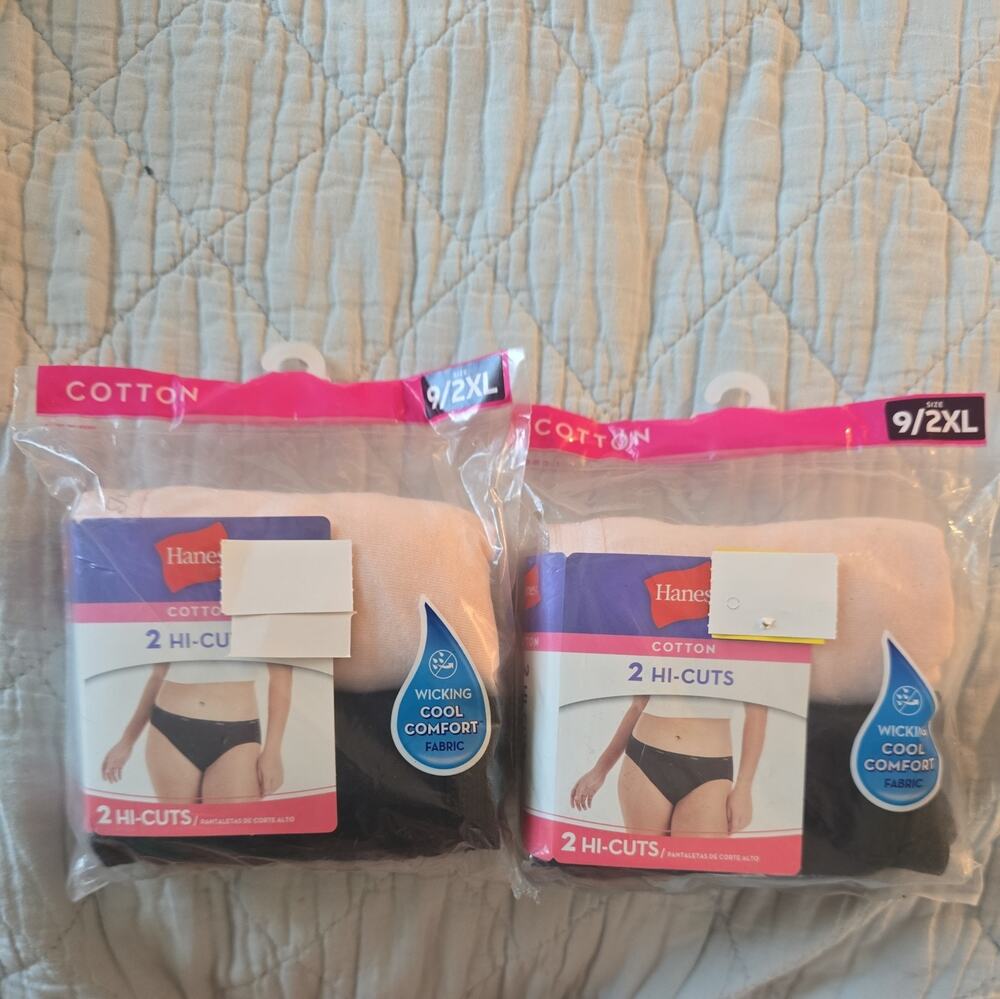 Hanes Cool Comfort Women's Size 9/2XL Cotton Hi-Cut Panties (2 In Pack) 2 Packs